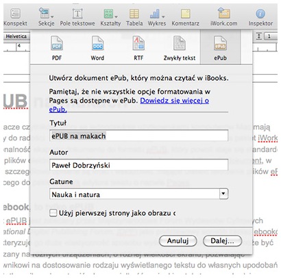 ePUB, mac OSX